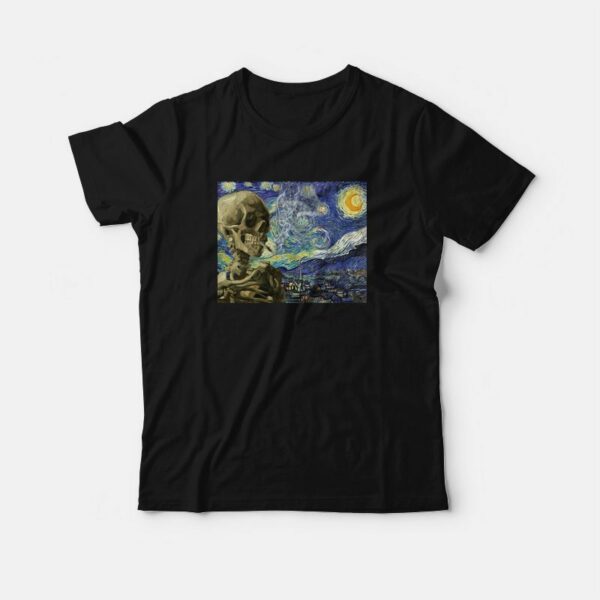 Funny Vincent Van Gogh Starry Night Skull T-Shirt