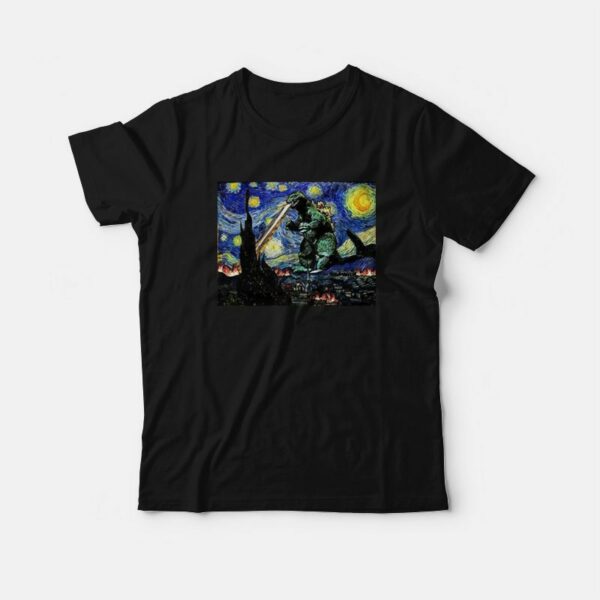 Godzilla Vincent Van Gogh Starry Night T-Shirt