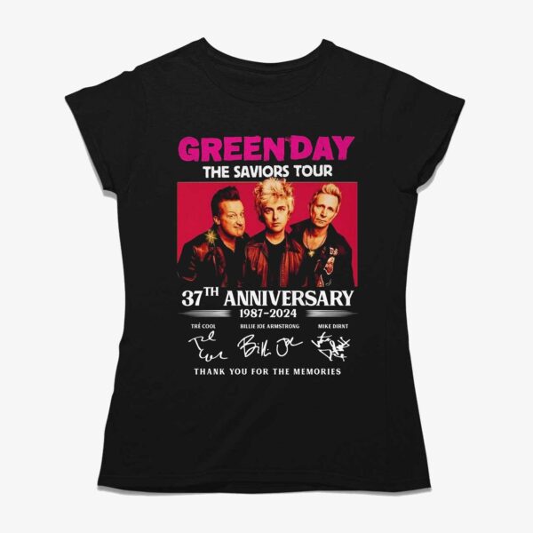 Green Day The Saviors Tour 37th Anniversary 1987-2024 Thank You For The Memories T-shirt