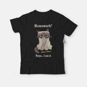 Grumpy Cat Boys No Homework Graphic T Shirt 1