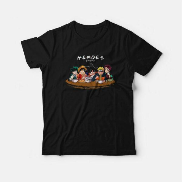 Heroes Izuku Luffy Goku Naruto Tanjiro T-Shirt