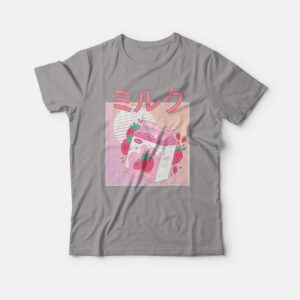 Japanese Kawaii Strawberry Milkshake T-shirt 3 Japanese Kawaii Strawberry Milkshake T shirt 4