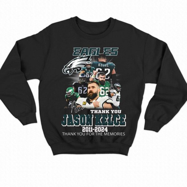 Jason Kelce Philadelphia Eagles 2011 – 2024 Thank You For The Memories T-shirt