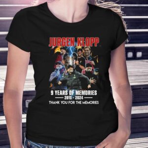 Jurgen Klopp 9 Years Of Memories 2015-2024 Thank You For The Memories T-shirt
