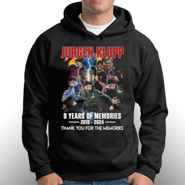 Jurgen Klopp 9 Years Of Memories 2015-2024 Thank You For The Memories T-shirt