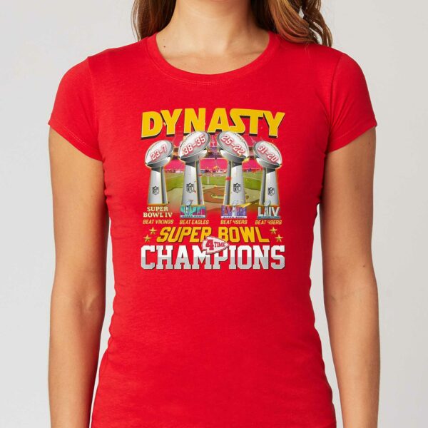 Kansas City Chiefs Dynasty Super Bowl 4 Time Champions T-shirt