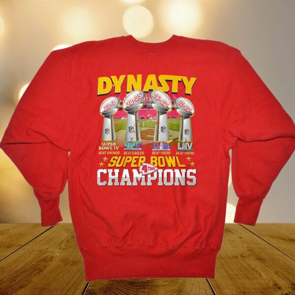 Kansas City Chiefs Dynasty Super Bowl 4 Time Champions T-shirt