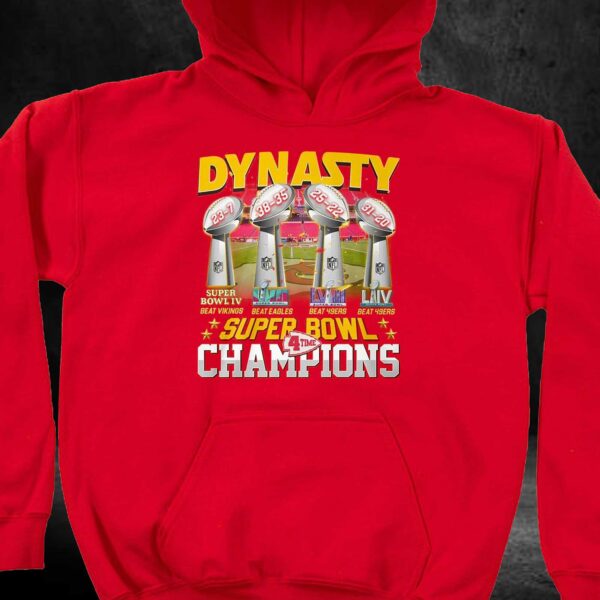 Kansas City Chiefs Dynasty Super Bowl 4 Time Champions T-shirt