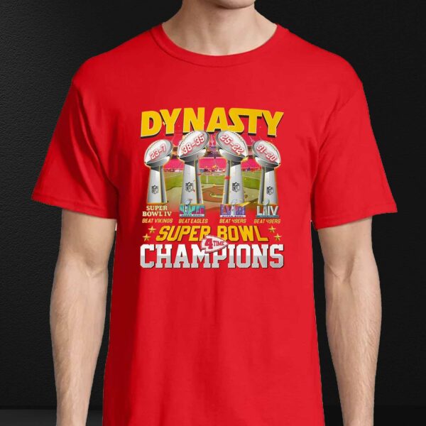 Kansas City Chiefs Dynasty Super Bowl 4 Time Champions T-shirt