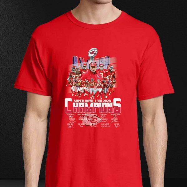 Kansas City Chiefs Super Bowl Lviii 2024 Champions Signatures T-shirt