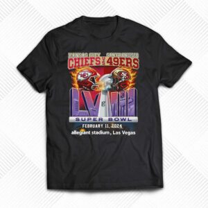 Kansas City Chiefs Vs San Francisco 49ers Super Bowl Lviii February 11 2024 Allegiant Stadium Las Vegas T-shirt Kansas City Chiefs Vs San Francisco 49ers Super Bowl Lviii February 11 2024 Allegiant Stadium Las Vegas T-shirt