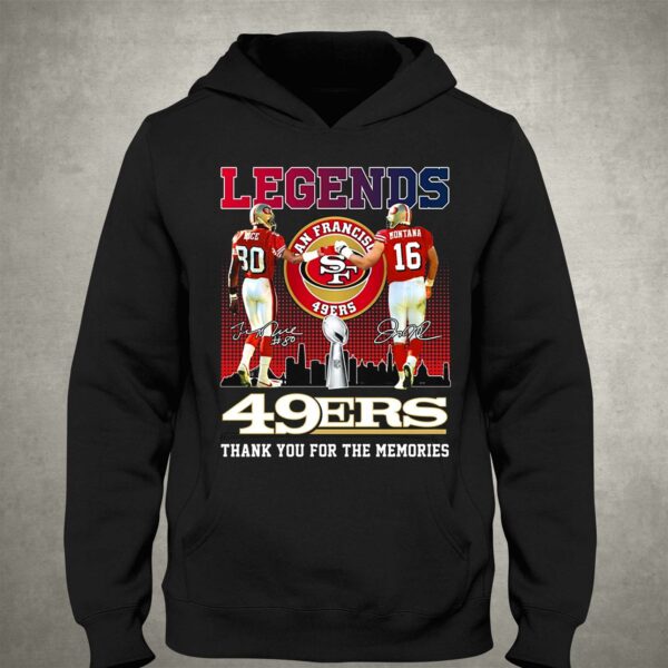 Legends Jerry Rice Joe Montana San Francisco 49ers Thank You For The Memories Shirt