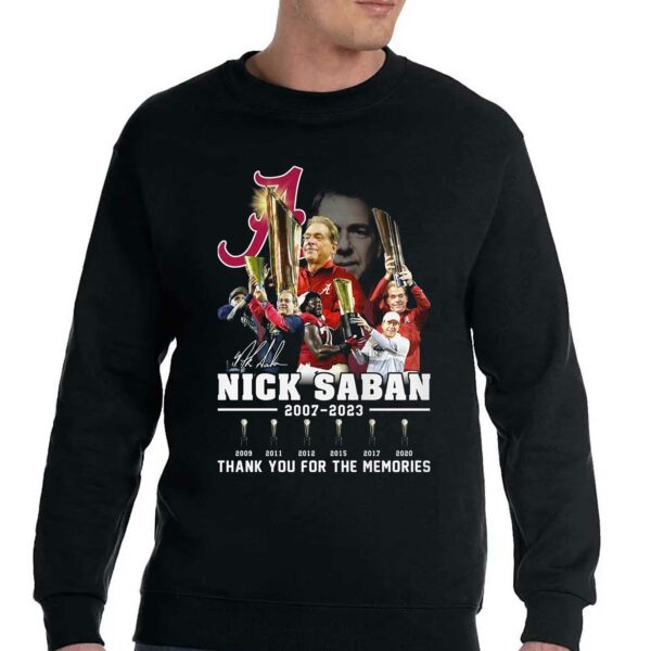 Nick Saban 2007 – 2023 Thank You For The Memories T-shirt