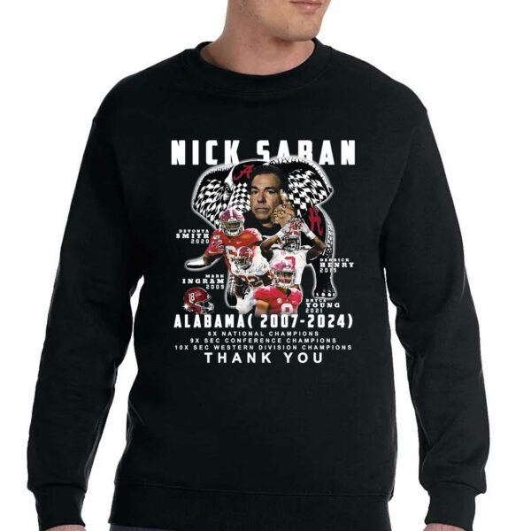 Nick Saban Alabama 2007 – 2024 Thank You T-shirt