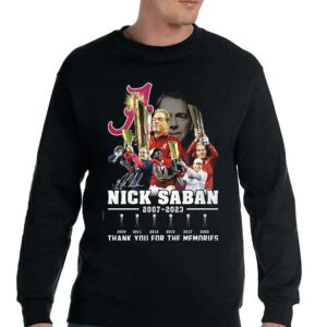 Nick Saban T shirt Alabama Crimson Tide Nick Saban Retiring 2007 2023 Thank You Shirt 4