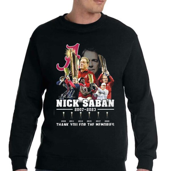 Nick Saban T-shirt Alabama Crimson Tide Nick Saban Retiring 2007-2023 Thank You Shirt