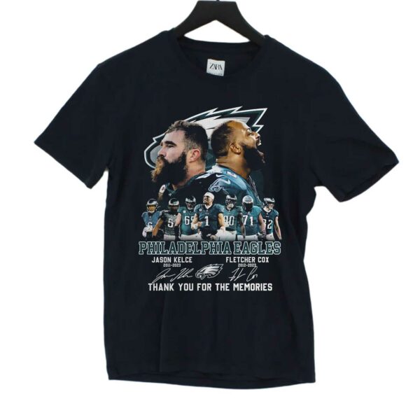 Philadelphia Eagles Jason Kelce 2011-2023 And Fletcher Cox 2012-2023 Thank You For The Memories T-shirt