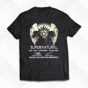 Supernatural 2005-2024 15 Seasons 327 Episodes Thank You For The Memories T-shirt Supernatural 2005-2024 15 Seasons 327 Episodes Thank You For The Memories T-shirt