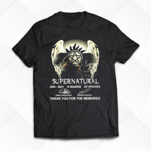 Supernatural 2005-2024 15 Seasons 327 Episodes Thank You For The Memories T-shirt