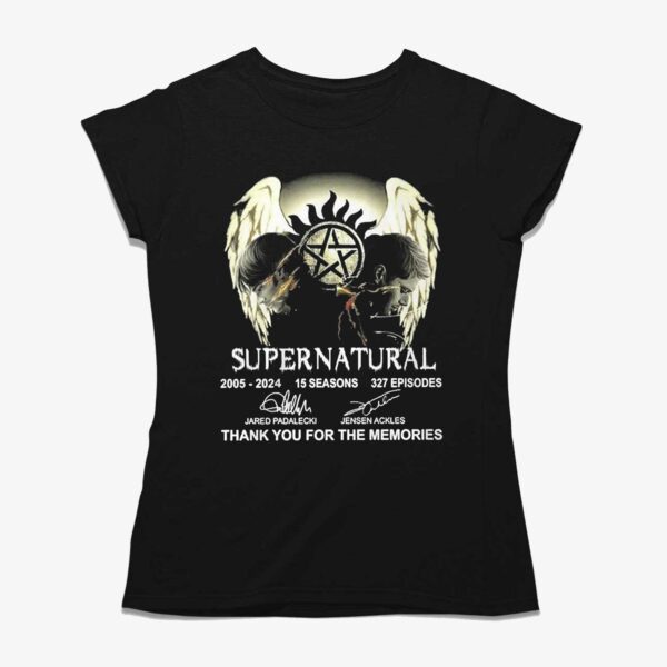 Supernatural 2005-2024 15 Seasons 327 Episodes Thank You For The Memories T-shirt