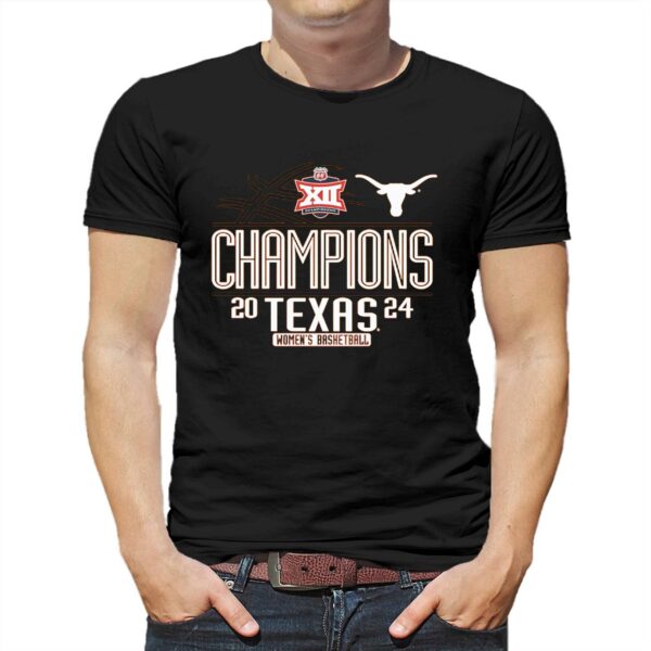 Texas Longhorns 2024 Big 12 Women’s Basketball Conference Tournament Champions Locker Room T-shirt