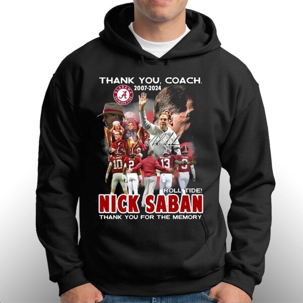 Thank You Coach 2007 – 2024 Roll Tide Nick Saban Thank You For The Memory T-shirt