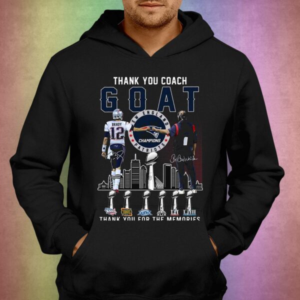 Thank You Goat Bill Belichick And Brady New England Patriots Champions Thank You For The Memories T-shirt