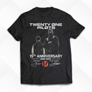Twenty One Pilots 15th Anniversary 2009-2024 Josh Dun And Tyler Joseph T-shirt Twenty One Pilots 15th Anniversary 2009-2024 Josh Dun And Tyler Joseph T-shirt