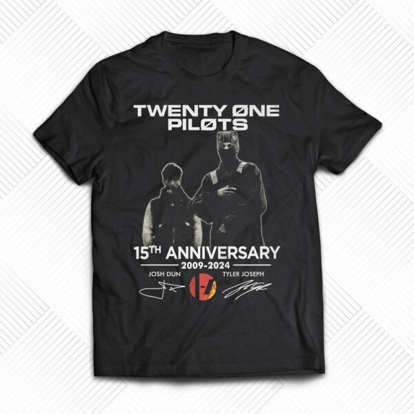 Twenty One Pilots 15th Anniversary 2009-2024 Josh Dun And Tyler Joseph T-shirt
