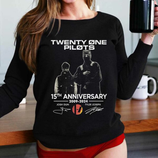 Twenty One Pilots 15th Anniversary 2009-2024 Josh Dun And Tyler Joseph T-shirt