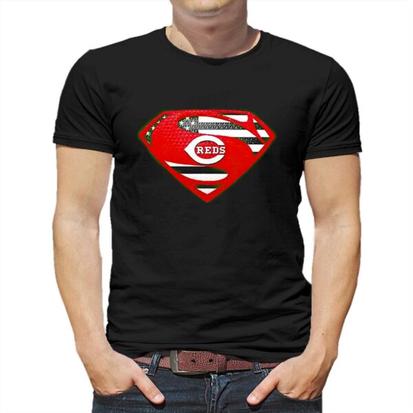 Usa Flag Inside Cincinnati Reds Superman Shirt