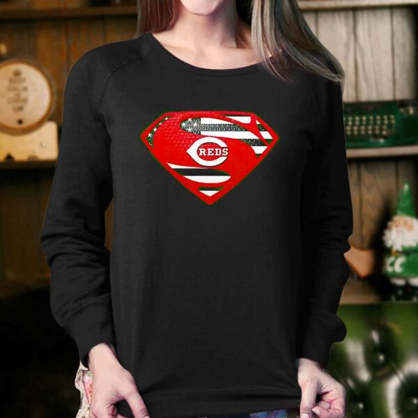 Usa Flag Inside Cincinnati Reds Superman Shirt