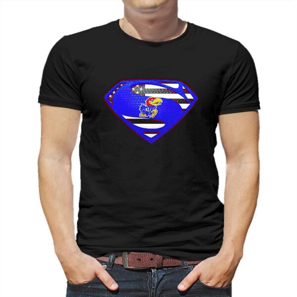 Usa Flag Inside Kansas Jayhawks Superman Shirt