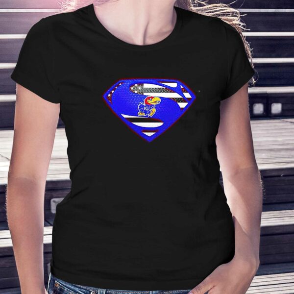 Usa Flag Inside Kansas Jayhawks Superman Shirt