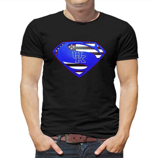 Usa Flag Inside Kentucky Wildcats Superman Shirt