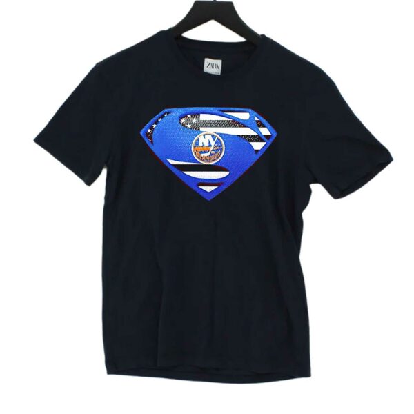 Usa Flag Inside New York Islanders Superman Shirt