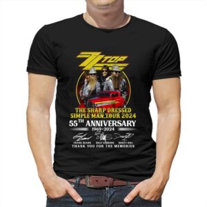 Zz Top Sharp Dressed Simple Man Tour 2024 55th Anniverasry 1969-2024 Thank You T-shirt Zz Top Sharp Dressed Simple Man Tour 2024 55th Anniverasry 1969-2024 Thank You T-shirt