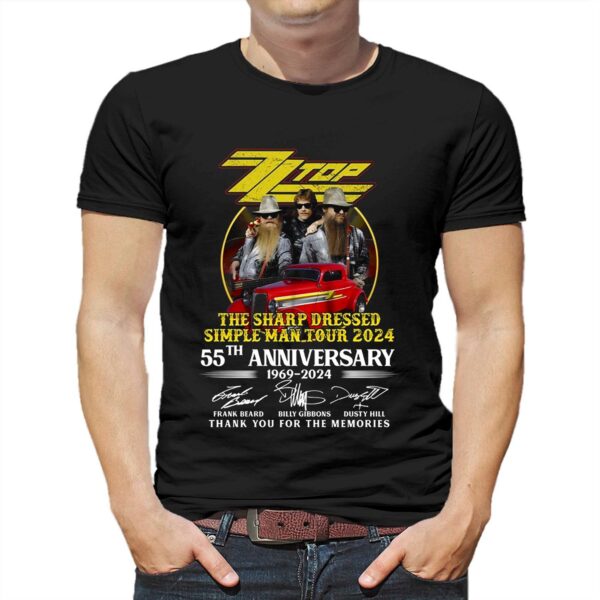 Zz Top Sharp Dressed Simple Man Tour 2024 55th Anniverasry 1969-2024 Thank You T-shirt