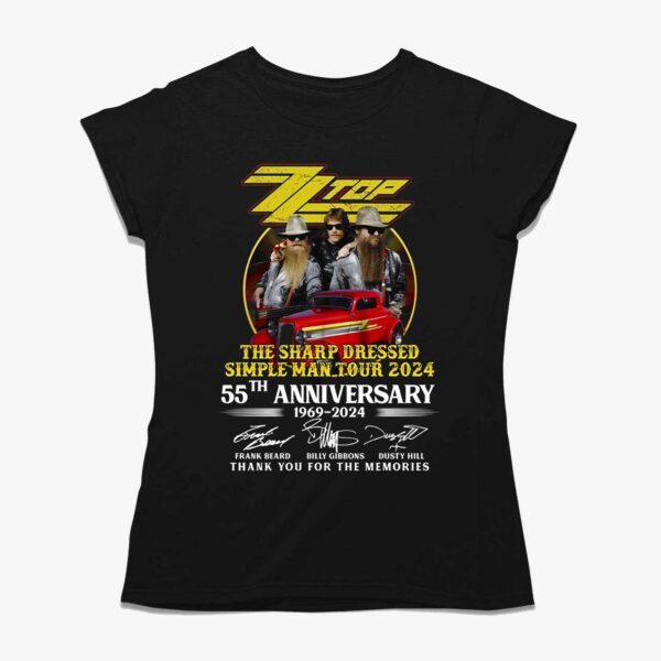 Zz Top Sharp Dressed Simple Man Tour 2024 55th Anniverasry 1969-2024 Thank You T-shirt