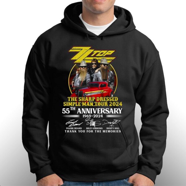 Zz Top Sharp Dressed Simple Man Tour 2024 55th Anniverasry 1969-2024 Thank You T-shirt