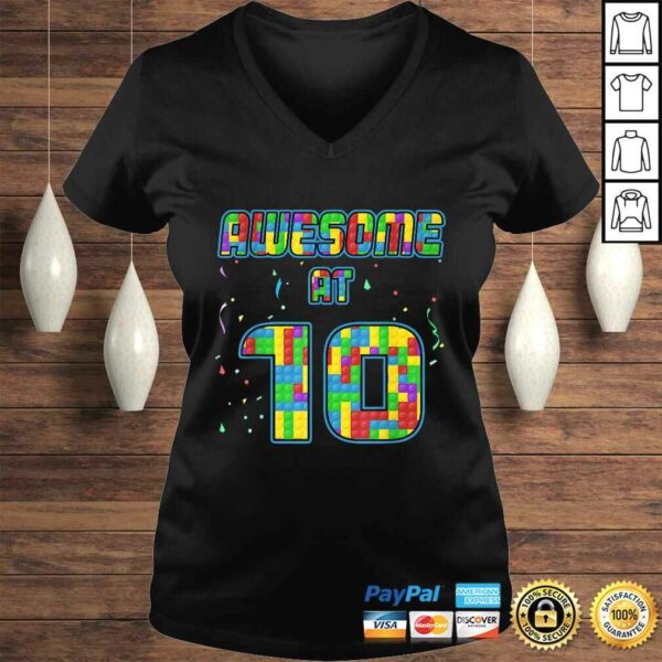 10 Years Old Birthday Gift Age 10 Build Blocks Bricks Theme Shirt