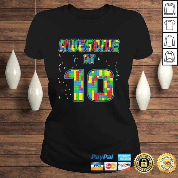 10 Years Old Birthday Gift Age 10 Build Blocks Bricks Theme Shirt