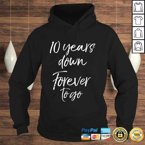 10th Anniversary Gift for Couple 10 Years Down Forever to Go V-Neck T-Shirt