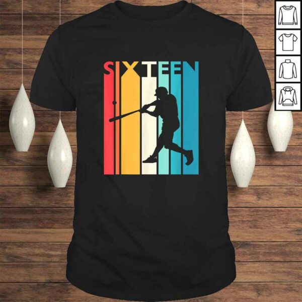 16th Birthday Gift Sixteen Vintage Baseball 16 Year Old T-shirt