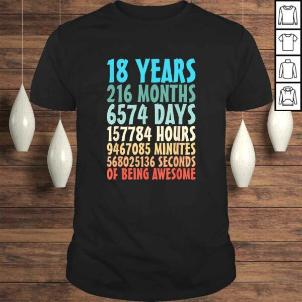 18 Years Of Being Awesome 18 Yr Old 18th Birthday Countdown V-Neck T-Shirt