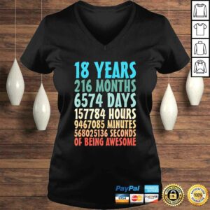 18 Years Of Being Awesome 18 Yr Old 18th Birthday Countdown V-Neck T-Shirt