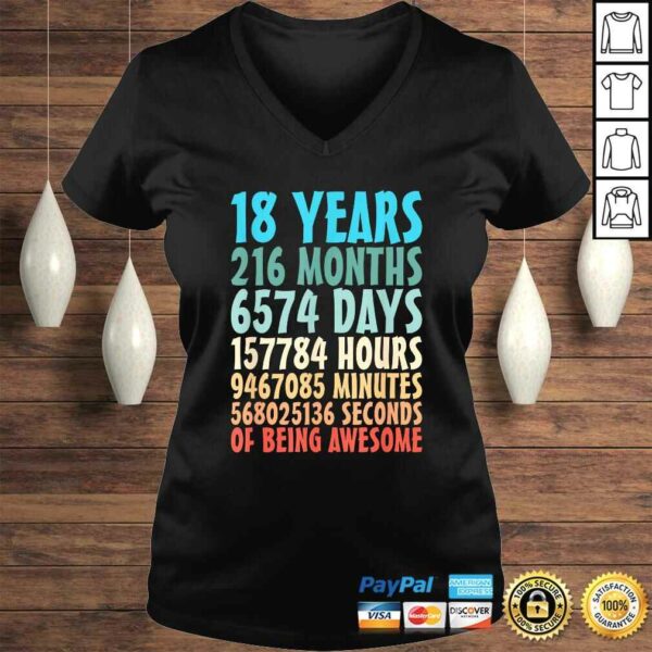 18 Years Of Being Awesome 18 Yr Old 18th Birthday Countdown V-Neck T-Shirt