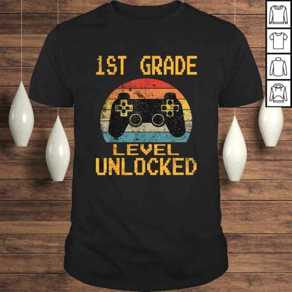 1st Grade Level Unlocked Gamer First Day Of School Boys Tee Shirt