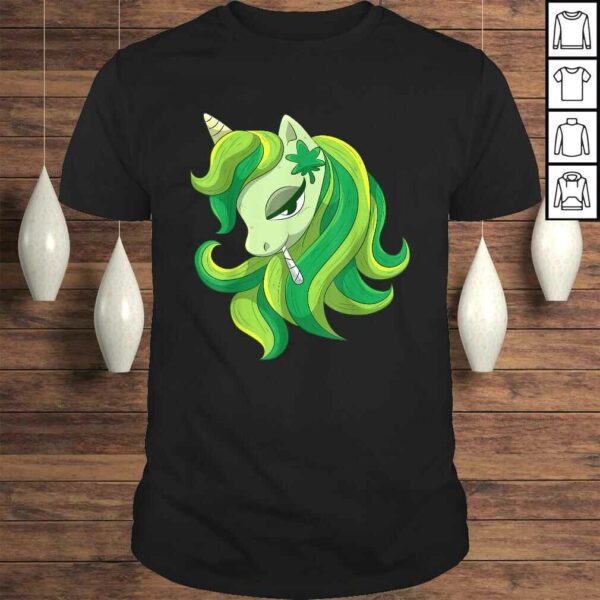 420 Unicorn Girl Shirt Weed Pot Leaf Marijuana Smoke