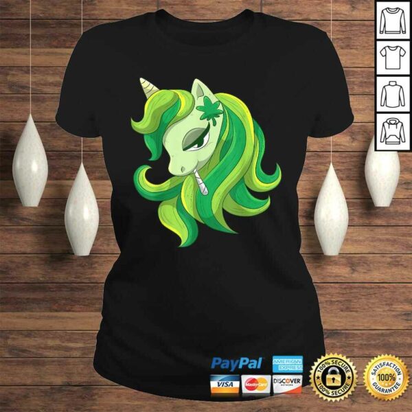 420 Unicorn Girl Shirt Weed Pot Leaf Marijuana Smoke